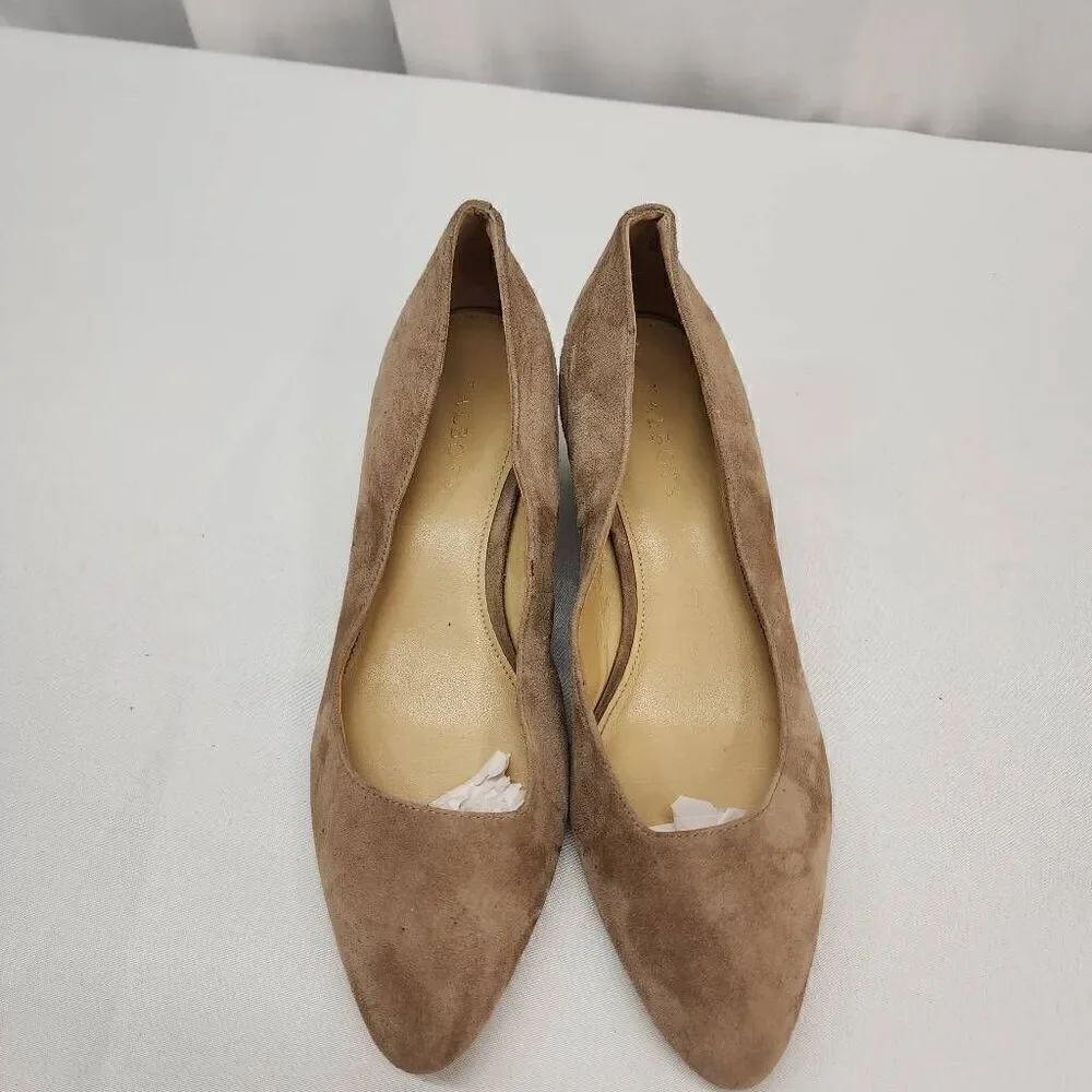 Talbots Size 10 Lanely Asymmetrical Wedges - Tan Leather Suede Comfort Career A